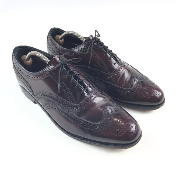 FLORSHEIM Mens Leather Burgundy Wingtip Shoes 10 D